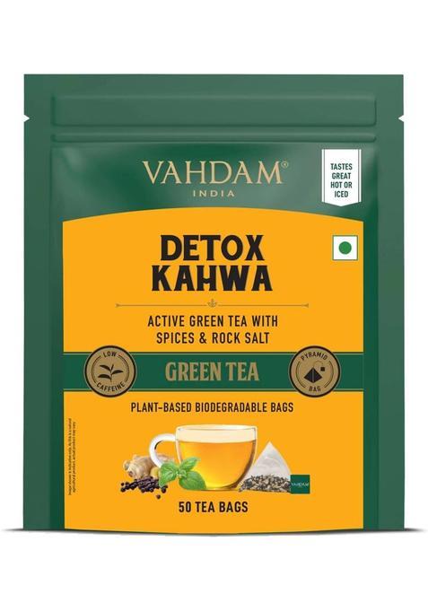 Vahdam Detox Kahwa Green Tea Bags Pouch&nbsp;&nbsp;(50 Bags)
