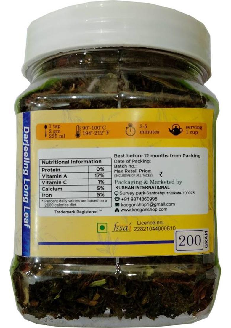 Keegan Tea Pure Darjeeling Long Leaf Authentic Darjeeling Black Tea 200Gm Jar Combo Pack Of 2 (400Gm) Black Tea Mason Jar (2 X 200 G)