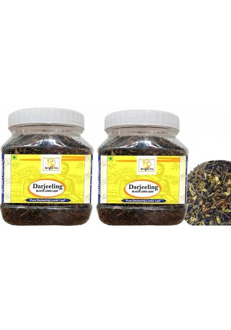 Keegan Tea Pure Darjeeling Long Leaf Authentic Darjeeling Black Tea 200Gm Jar Combo Pack Of 2 (400Gm) Black Tea Mason Jar (2 X 200 G)