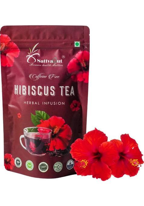 Sattvahut Hibiscus Herbal Tea|Skin Glow Enhancing Flower | 50G For 50 Cups|Herbal Wellness Hibiscus Herbal Tea Pouch (50 G)