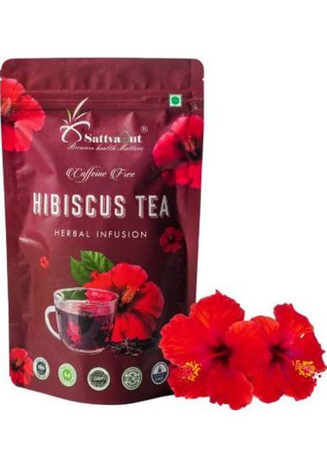 Sattvahut Hibiscus Herbal Tea|Skin Glow Enhancing Flower | 50G For 50 Cups|Herbal Wellness Hibiscus Herbal Tea Pouch (50 G)