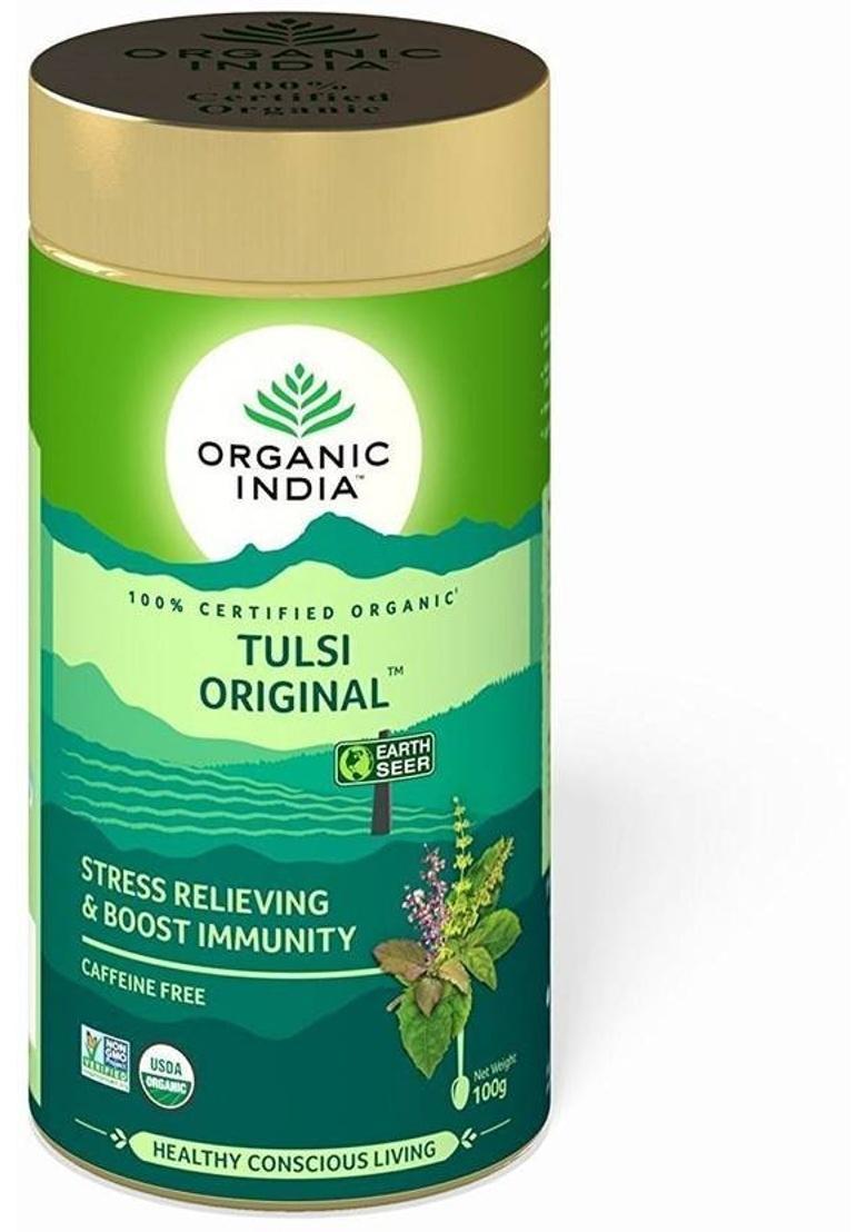 Organic India Tulsi Original 100 Gm Tin- ( Pack Of 2) Tulsi Herbal Tea Tin (2 X 50 G)
