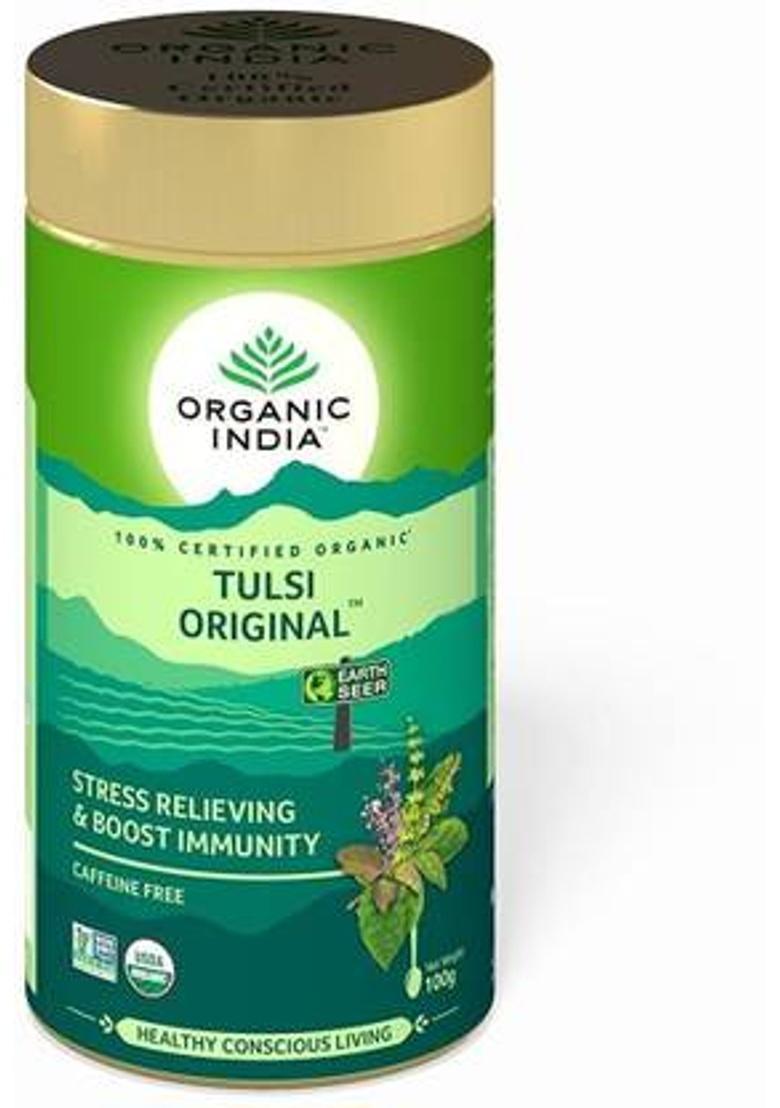 Organic India Tulsi Original 100 Gm Tin- ( Pack Of 2) Tulsi Herbal Tea Tin (2 X 50 G)