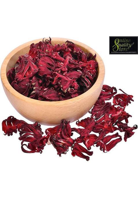 Online Quality Store Organic Hibiscus Flower Tea-100G | Caffeine Free Herbal Tea | Improve Digestion Hibiscus Herbal Tea Mason Jar (100 G)
