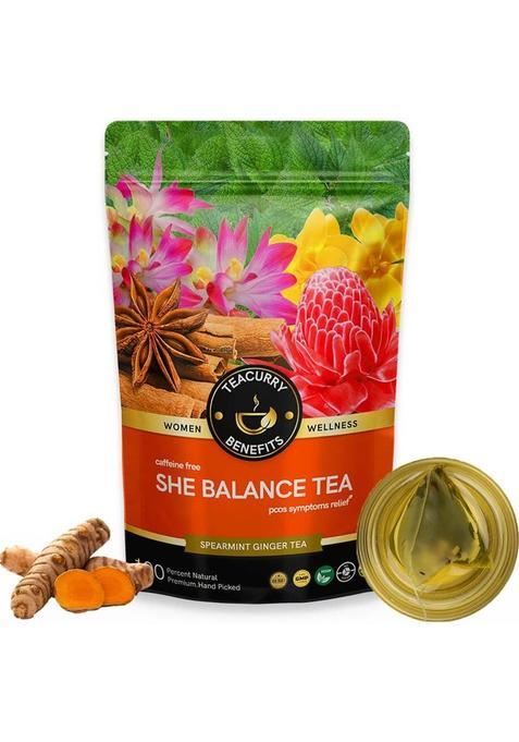 Teacurry 30 Day Pcos Tea With Free Diet Chart | 100 Grams Of Pcos Tea Leaf, 100 Cups | Helps Cure Acne, Facial Hair Growth, Scalp Hair Loss, Hormonal Imbalance | Pcos Pcod Tea | Spearmint Tea For Pcos Assorted Herbal Tea Pouch (100 G)