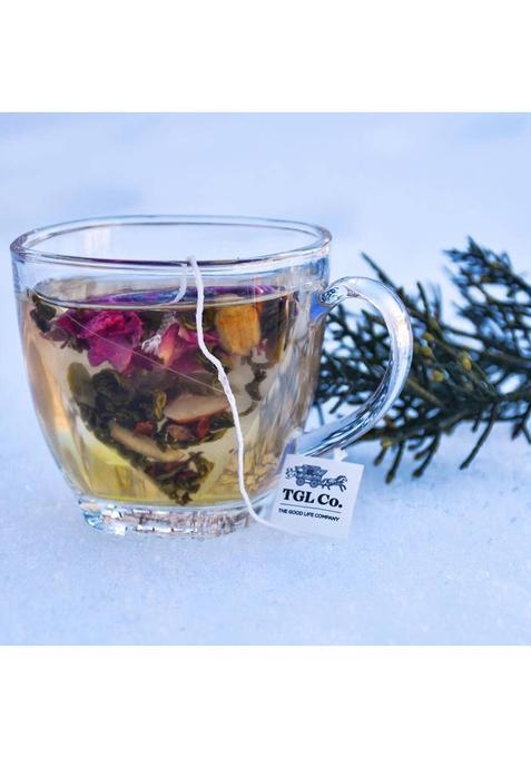 Tgl Co. Kashmiri Kahwa 16 | Enhance Digestion Cardamom, Cloves, Rose, Almond, Saffron, Cinnamon Green Tea Box (32 G)