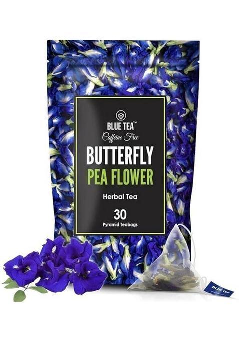 Blue Tea Butterfly Pea Flower |Antioxidant Rich | Caffeine Free Herbal Tea Bags Pouch&nbsp;&nbsp;(30 Bags)