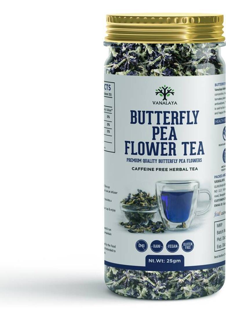 Vanalaya Butterfly Pea Tea Rich In Antioxidants For Weight Loss Reduce Stress And Anxiety Herbal Tea Plastic Bottle (25 G)