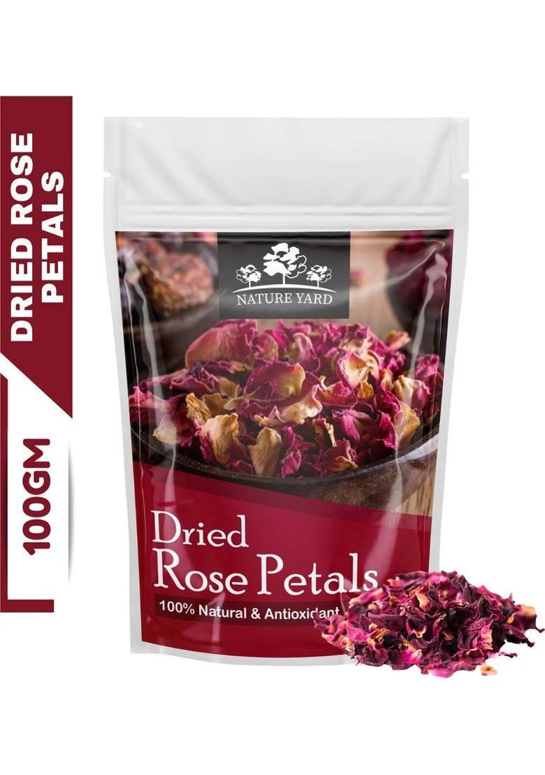 Nature Yard Rose Flower Tea Made From 100% Natural Rose Petals Sundried Rich In Antioxidants For Beautiful Skin Rose Herbal Tea Rose Herbal Tea Pouch (100 G)