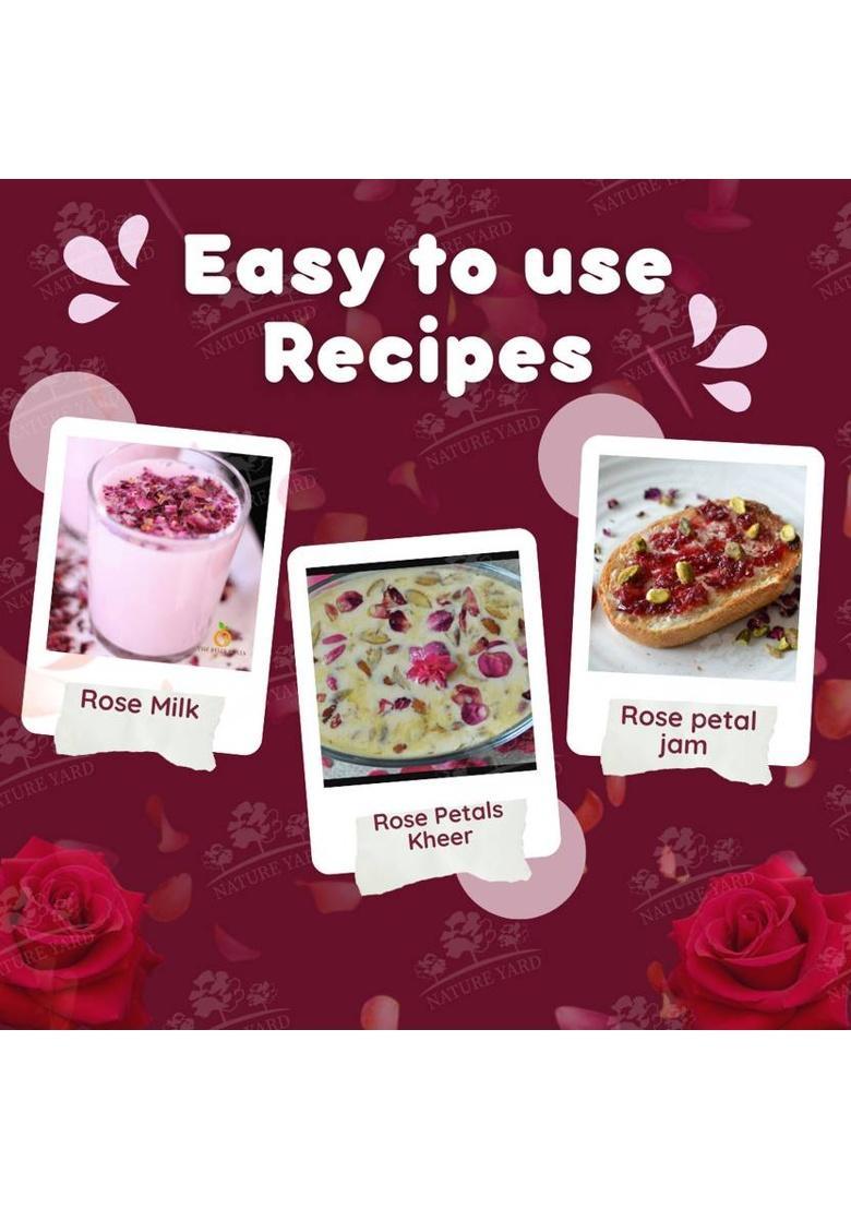 Nature Yard Rose Flower Tea Made From 100% Natural Rose Petals Sundried Rich In Antioxidants For Beautiful Skin Rose Herbal Tea Rose Herbal Tea Pouch (100 G)