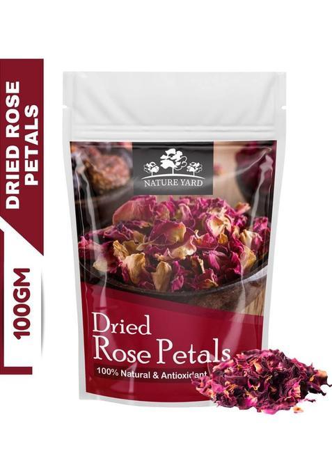 Nature Yard Rose Flower Tea Made From 100% Natural Rose Petals Sundried Rich In Antioxidants For Beautiful Skin Rose Herbal Tea Rose Herbal Tea Pouch (100 G)