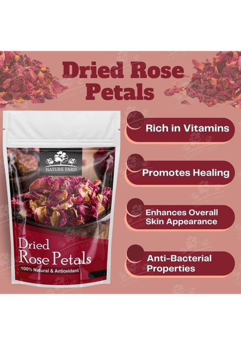 Nature Yard Rose Flower Tea Made From 100% Natural Rose Petals Sundried Rich In Antioxidants For Beautiful Skin Rose Herbal Tea Rose Herbal Tea Pouch (100 G)