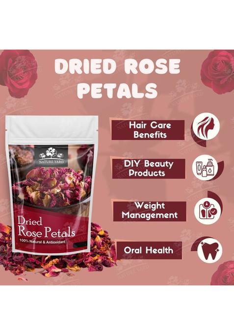 Nature Yard Rose Flower Tea Made From 100% Natural Rose Petals Sundried Rich In Antioxidants For Beautiful Skin Rose Herbal Tea Rose Herbal Tea Pouch (100 G)