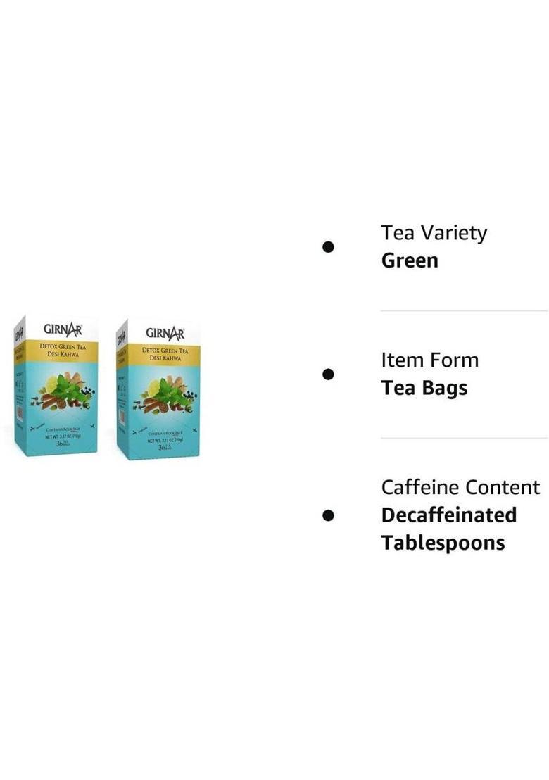 Girnar Detox Green Tea Desi Kahwa Pack Of 4 Herbs Green Tea Bags Box Herbs, Spices Green Tea Bags Box (4 X 90 G)