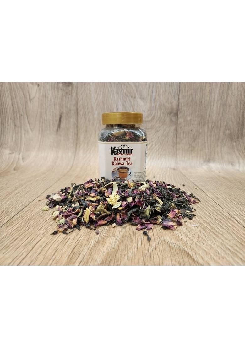 Kashmir Online Store Kashmiri Kahwa Tea|Authentic, Fragrant, And Refreshing Tea |Spices & Rose Petals Cardamom, Cinnamon, Saffron, Rose, Ginger Herbal Tea Vacuum Pack (50 G)
