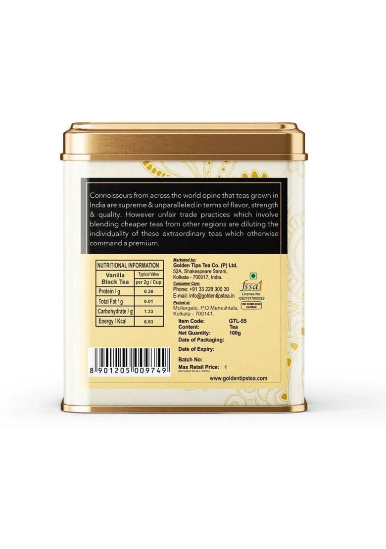 Golden Tips Fresh Darjeeling Loose Leaf Vanilla Black Tea Tin (100 G)