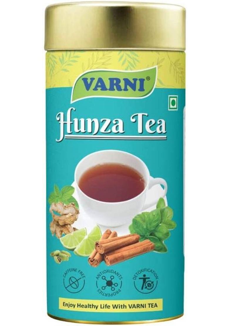 Varni Hunza 100% Natural Herbal Tea|Energetic Drink For Good Health & Longevity Cardamom, Spices, Herbs, Cinnamon, Ginger, Tulsi Herbal Tea Tin (100 G)