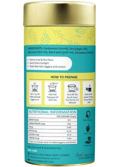 Varni Hunza 100% Natural Herbal Tea|Energetic Drink For Good Health & Longevity Cardamom, Spices, Herbs, Cinnamon, Ginger, Tulsi Herbal Tea Tin (100 G)