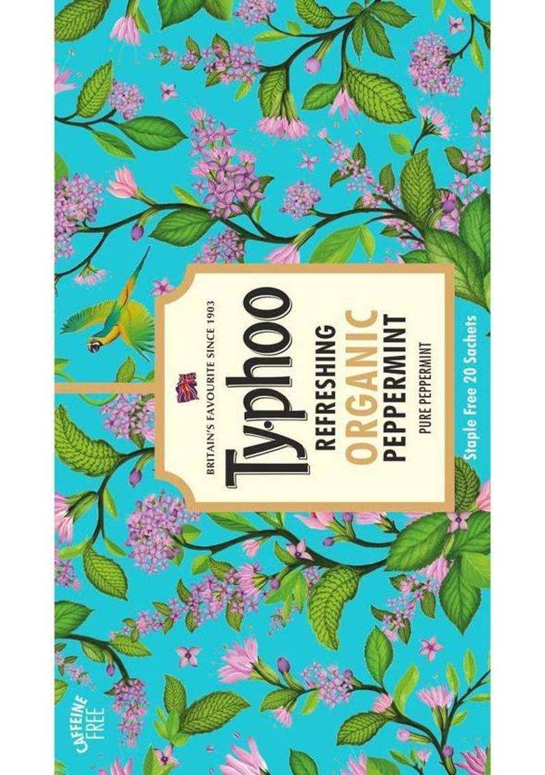Typhoo Refreshing Organic Peppermint Tea With Pure Peppermint Tea Bags, 20 Tea Bags Tea Bags Box&nbsp;&nbsp;(20 Bags) - Indya