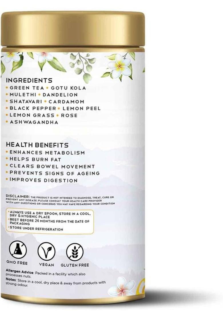 Tearaja Slimming Magical Ayurvedic Herbal Tea Cardamom, Liquorice, Black Pepper, Lemon, Lemon Grass, Rose Herbal Tea Vacuum Pack (100 G)