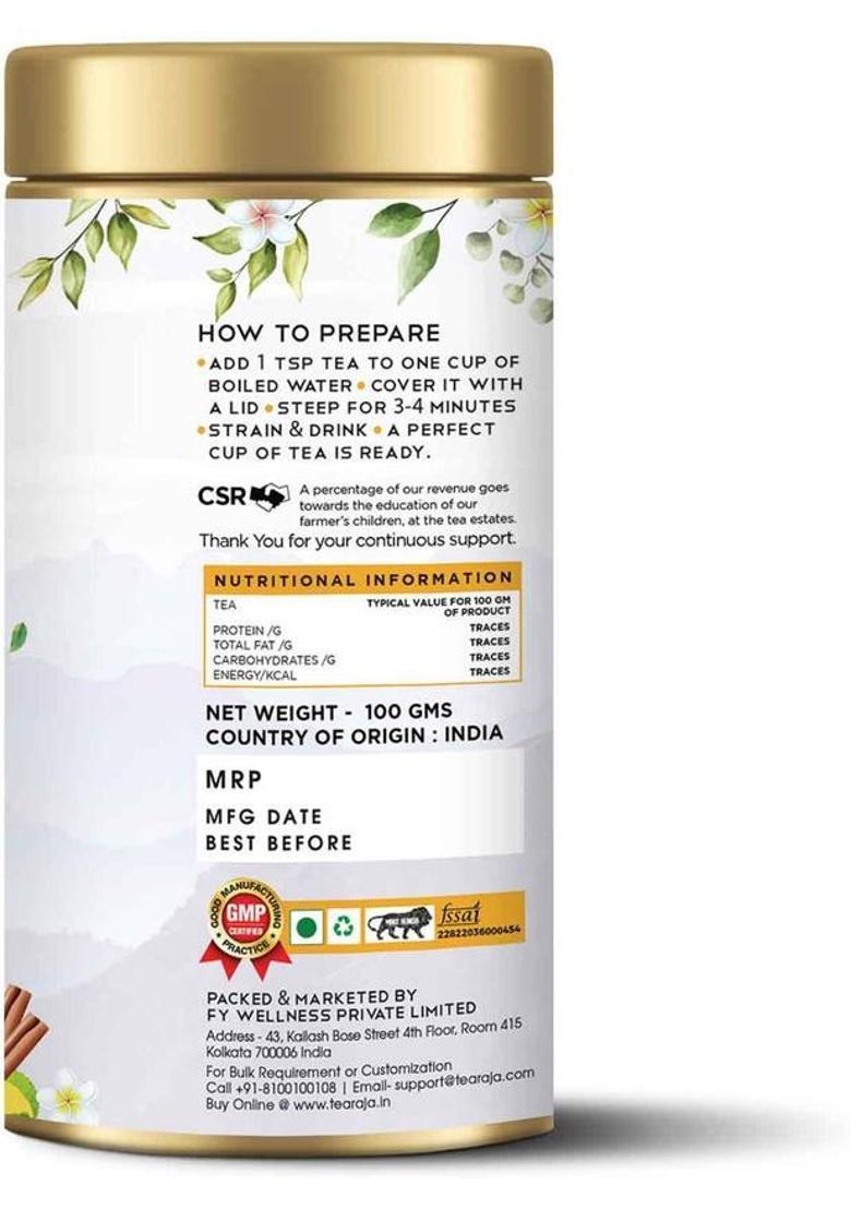 Tearaja Slimming Magical Ayurvedic Herbal Tea Cardamom, Liquorice, Black Pepper, Lemon, Lemon Grass, Rose Herbal Tea Vacuum Pack (100 G)