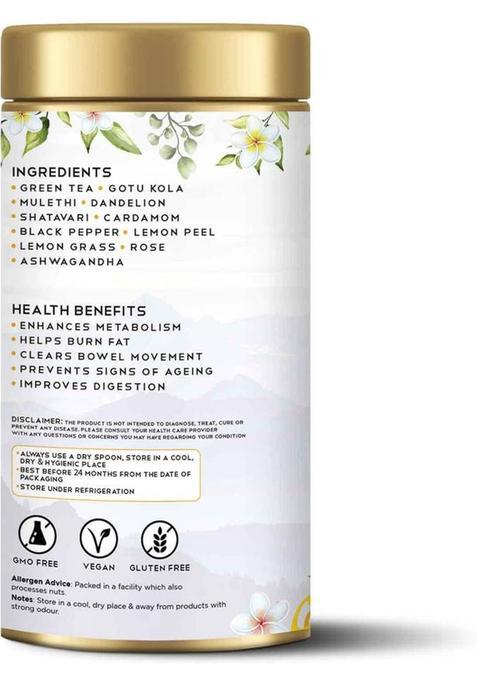 Tearaja Slimming Magical Ayurvedic Herbal Tea Cardamom, Liquorice, Black Pepper, Lemon, Lemon Grass, Rose Herbal Tea Vacuum Pack (100 G)