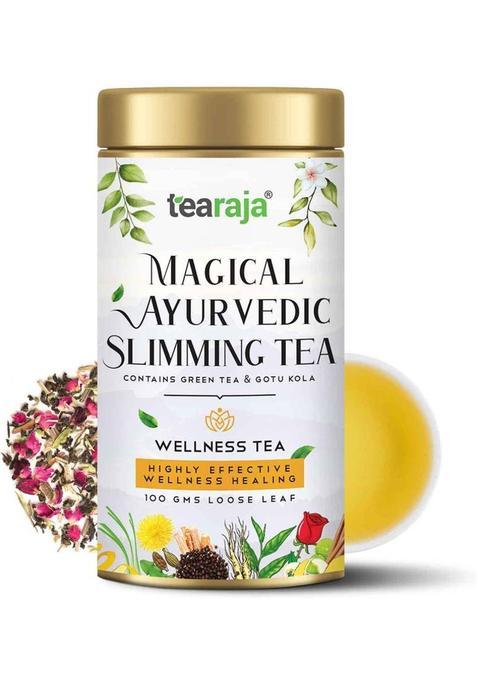 Tearaja Slimming Magical Ayurvedic Herbal Tea Cardamom, Liquorice, Black Pepper, Lemon, Lemon Grass, Rose Herbal Tea Vacuum Pack (100 G)