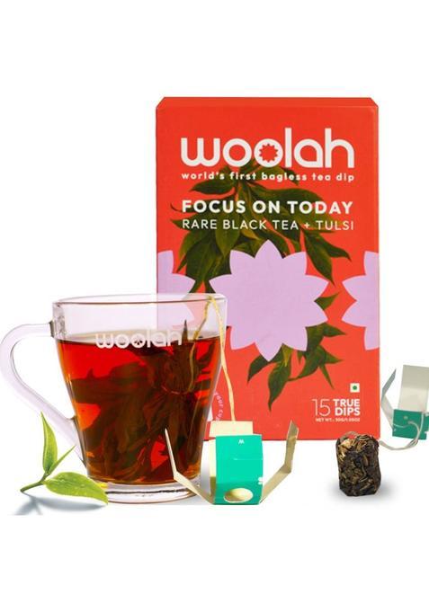 Woolah Black Tea With Tulsi - World'S 1St Bagless Teadip Tulsi Black Tea Box&nbsp;&nbsp;(15 Sachets)
