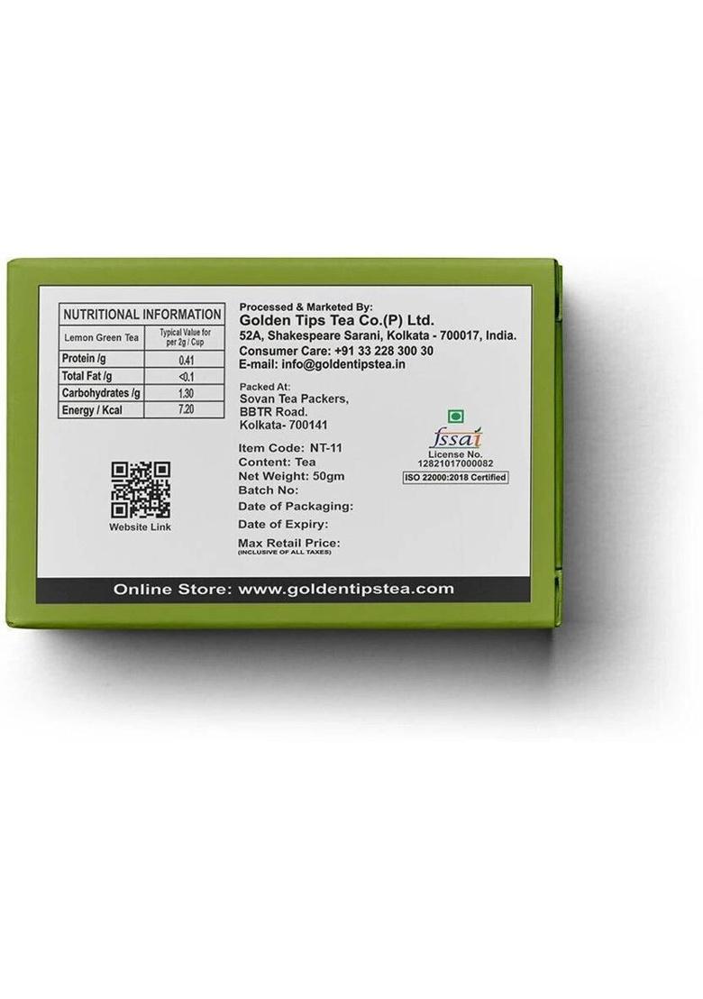Golden Tips Indian Flavoured Lemon Green Tea Bags Box (2 X 50 G)