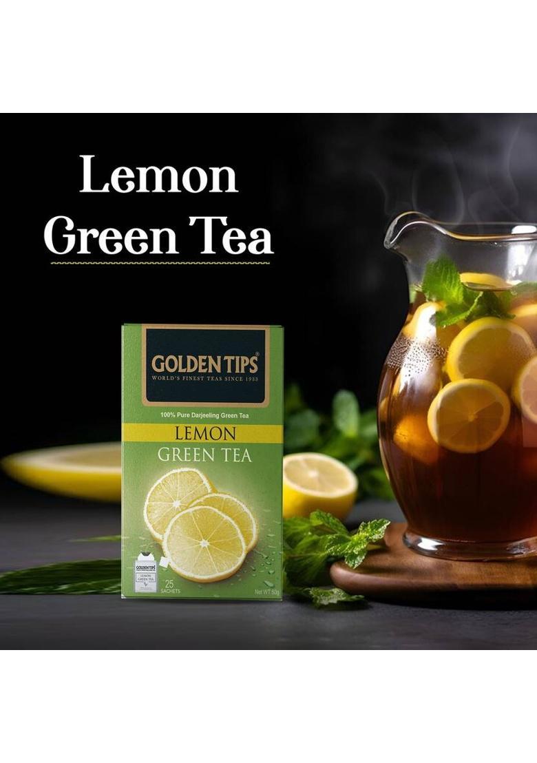 Golden Tips Indian Flavoured Lemon Green Tea Bags Box (2 X 50 G)
