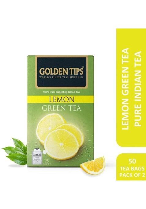 Golden Tips Indian Flavoured Lemon Green Tea Bags Box (2 X 50 G)