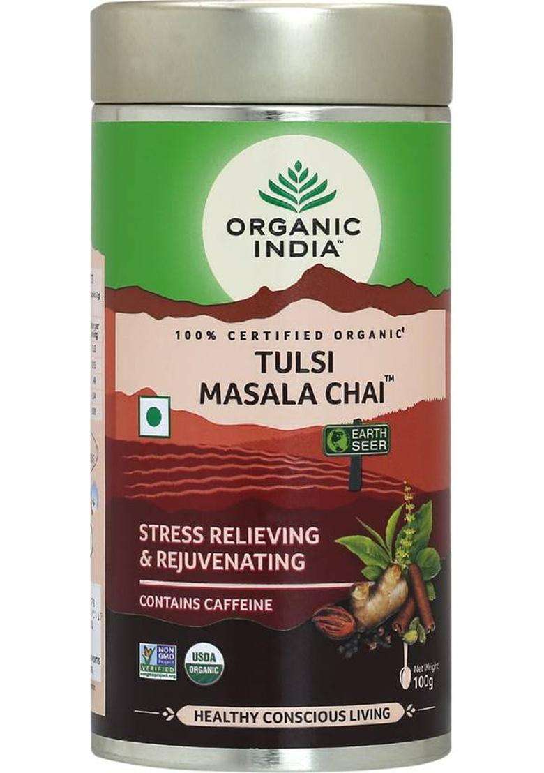 Organic India Masala Tulsi Masala Tea Tin&nbsp;&nbsp;(100 G) - Indya