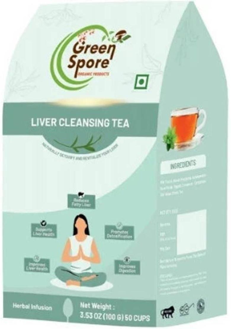 Green Spore Liver Cleansing Tea | Liver Detox & Support Tea With Goodness Of Milk Thistle Ashwagandha, Cinnamon, Rose, Cardamom Herbal Tea Pouch (100 G)