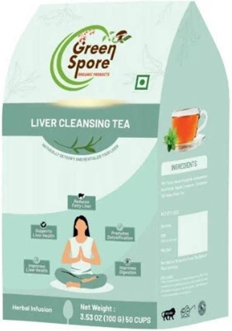 Green Spore Liver Cleansing Tea | Liver Detox & Support Tea With Goodness Of Milk Thistle Ashwagandha, Cinnamon, Rose, Cardamom Herbal Tea Pouch (100 G)