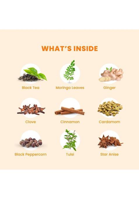 Auric Kadak Moringa Masala Tea Assam & Darjeeling Black Tea Blended With 7 Spices Spices Masala Tea Box (500 G)