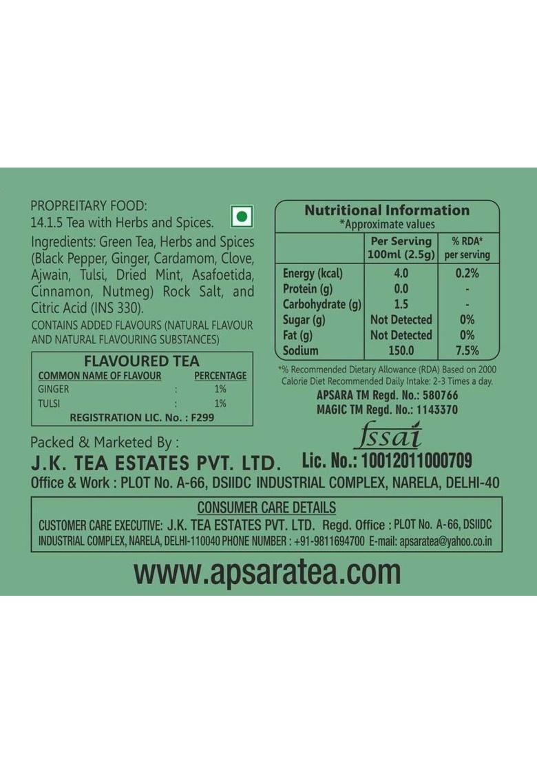 Apsara Detox Kahwa Green Tea | Mixed Herbs & Spices (36 Pyramid Tea Bags) Green Tea Bags Box (36 X 2.5 G)