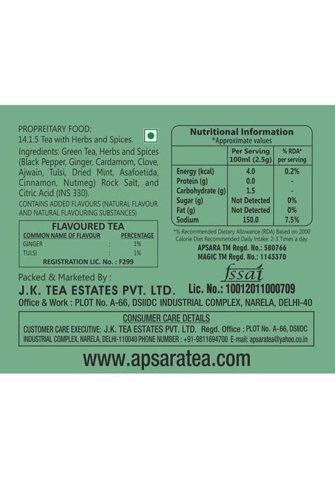 Apsara Detox Kahwa Green Tea | Mixed Herbs & Spices (36 Pyramid Tea Bags) Green Tea Bags Box (36 X 2.5 G)