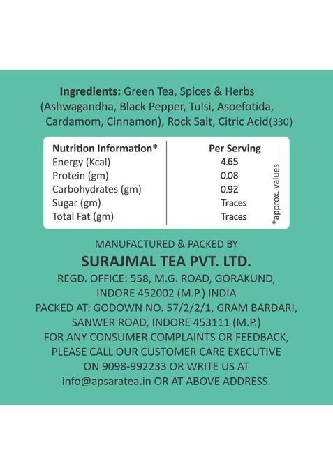 Apsara Tea Detoxifying Kahwa Green Tea Bags -100,Spiced Kashmiri Detoxifying Kahwa Green Tea Bags Box (250 G)