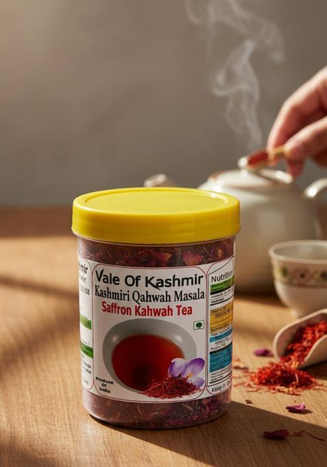 Vale Of Kashmir Kashmiri Kesar Kahwah Tea Masala Whole , Instant Mix Tea Kashmiri Kawa Tea Herbal Infusion Tea Plastic Bottle (200 G)