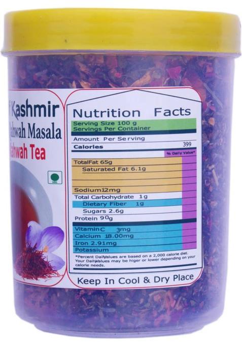 Vale Of Kashmir Kashmiri Kesar Kahwah Tea Masala Whole , Instant Mix Tea Kashmiri Kawa Tea Herbal Infusion Tea Plastic Bottle (200 G)