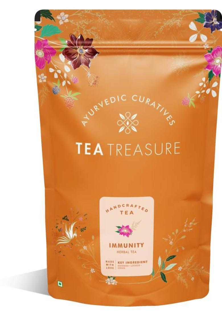 Teatreasure Immunity Booster Lemon Grass, Ginger, Liquorice, Tulsi Herbal Tea Pouch (50 G)