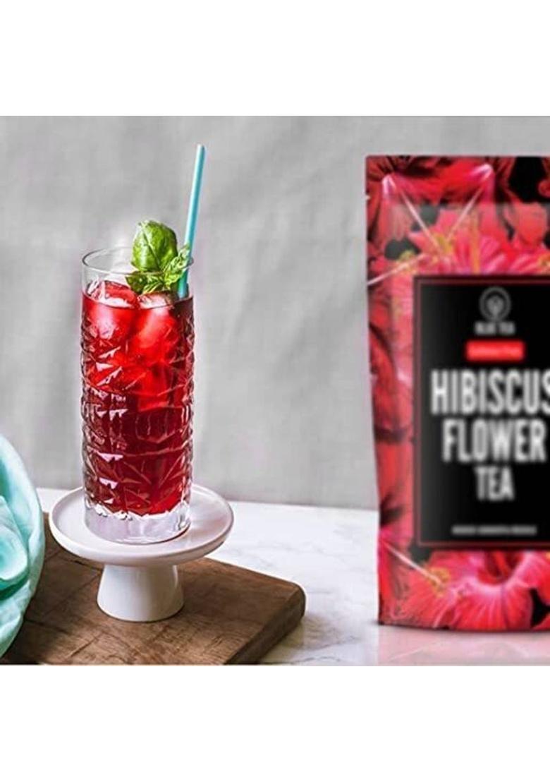 Blue Tea Hibiscus Flower Herbal Tea Caffeine Free Used For Iced Tea Cocktails, Mocktail & Syrups (100 Cups, 100G) Hibiscus Herbal Tea Mason Jar (100 G)