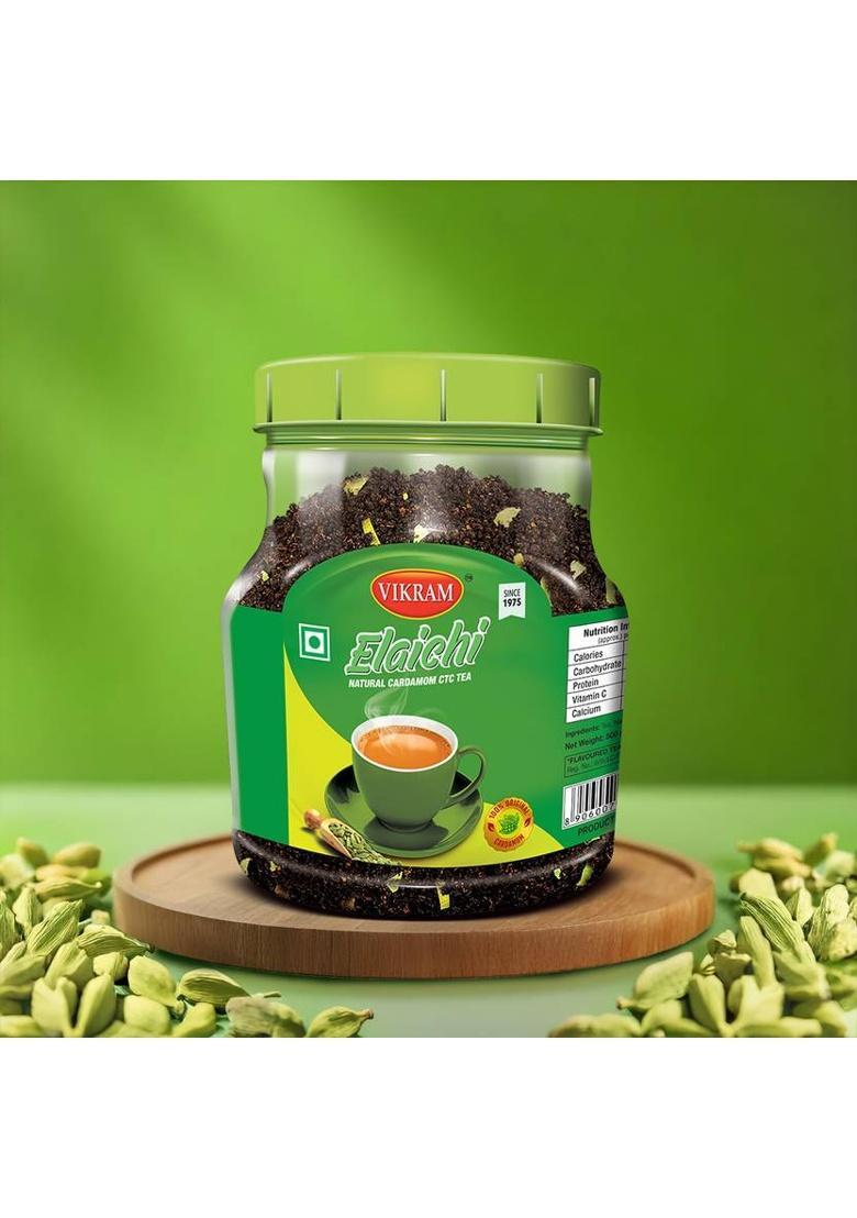 Vikram Elaichi Ctc Tea Blended With 100% Natural Ground 500G Cardamom Tea Plastic Bottle (500 G)