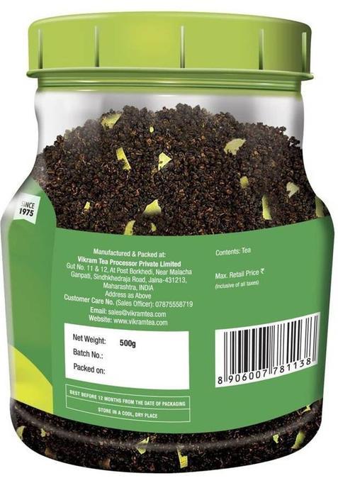 Vikram Elaichi Ctc Tea Blended With 100% Natural Ground 500G Cardamom Tea Plastic Bottle (500 G)