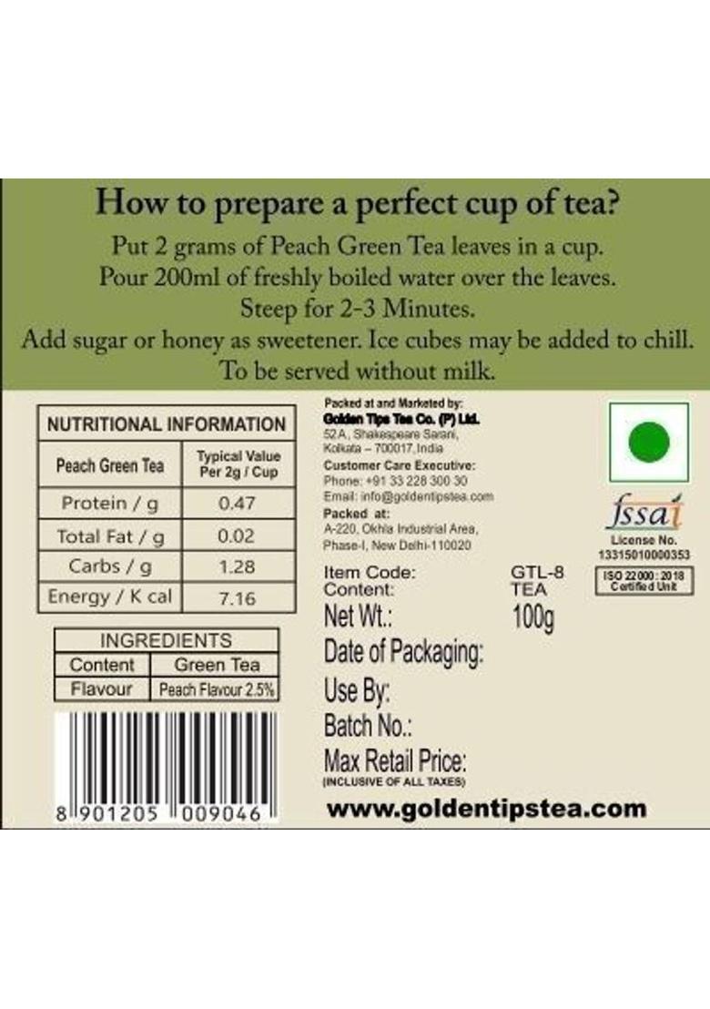 Golden Tips Premium Darjeeling Full Loose Leaves Peach Green Tea Tin (100 G)
