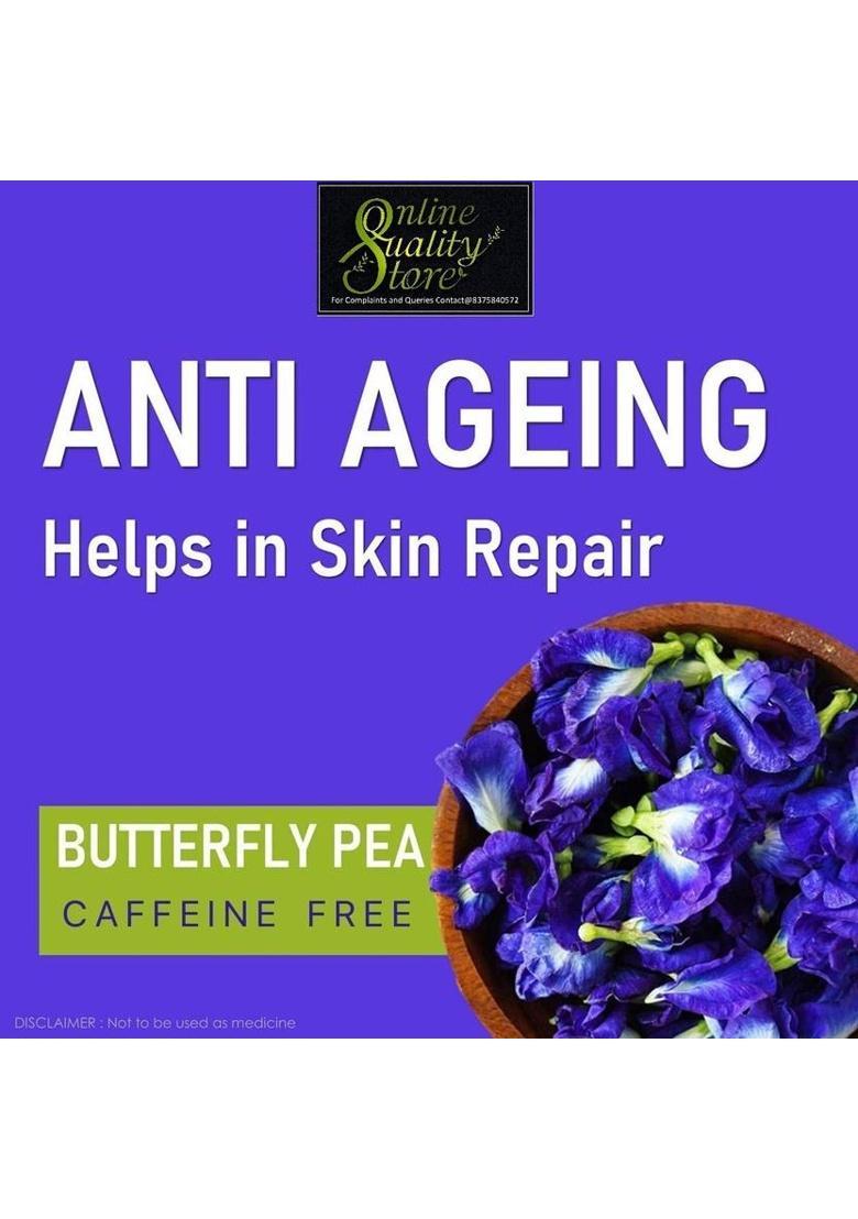 Online Quality Store Organic Butterfly Pea Flower Tea-100G | 100 % Natural Herbal Tea | Blue Pea Tea Herbal Tea Mason Jar (100 G)