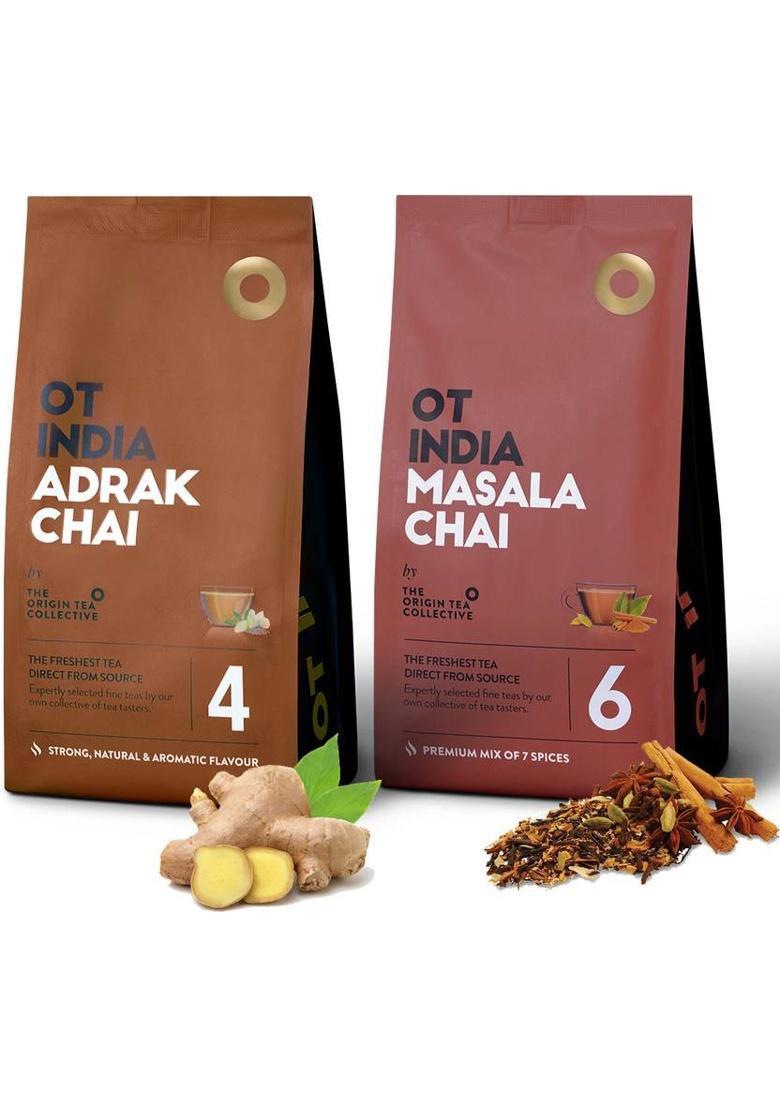 Ot India Adrak Chai & Masala Chai | Ginger Tea & Premium Mix Of 7 Spices Tea Ginger, Spices Tea Pouch (2 X 250 G)