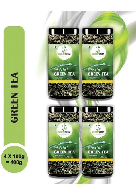Hobby Herbs Green Tea 400G | Long Leaves | Green Tea For Weight Loss | Whole Leaf Green Tea| Green Tea Mason Jar (4 X 100 G)