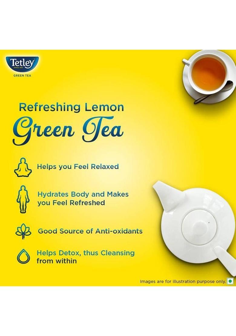 Tetley Green Tea Long Leaf Immune, With Added Vitamin C Lemon Green Tea Box (100 G)
