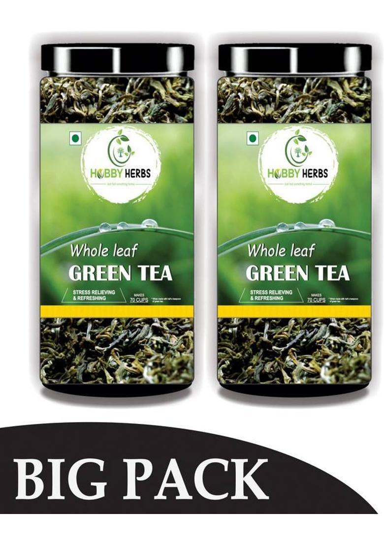 Hobby Herbs Green Tea 500G | Long Leaves | Green Tea For Weight Loss | Whole Leaf Green Tea| Green Tea Mason Jar (2 X 250 G)